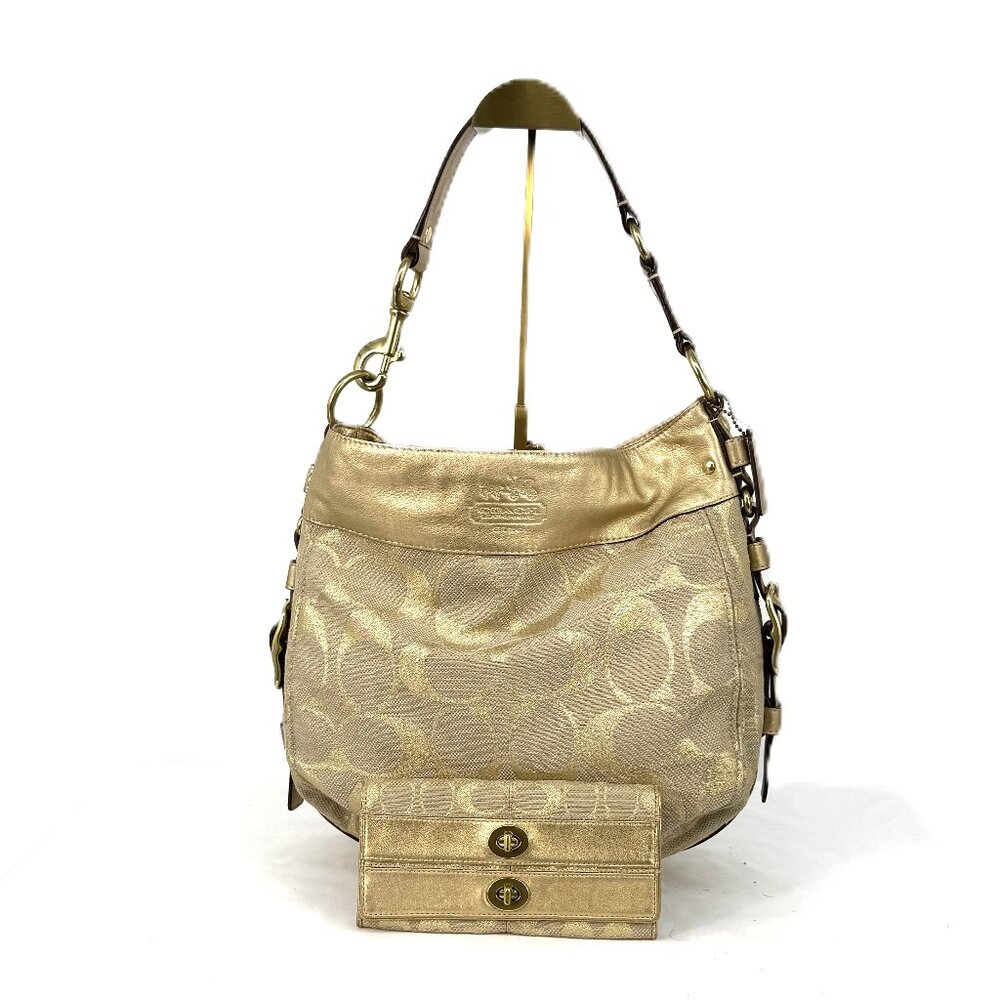 Coach Monogram Hobo Gold with Wallet Set